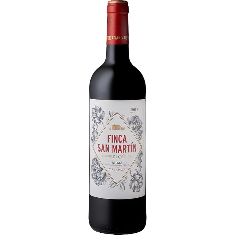 Finca San Martín: Vino tinto rubí intenso con aromas de frutas rojas, violetas y especias. Fresco, equilibrado y estructurado, con final suave y redondo (1 Botella)