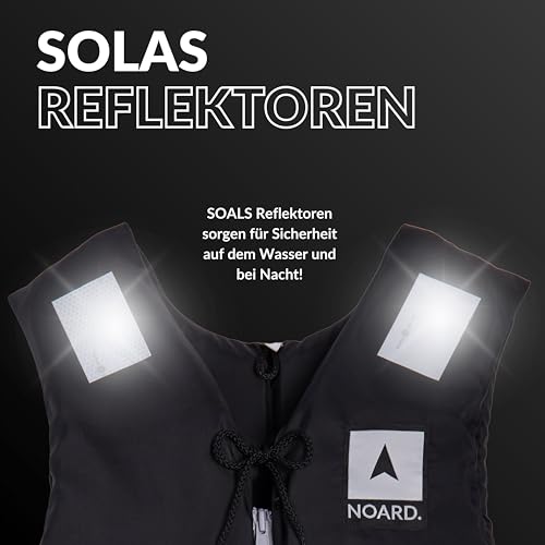 NOARD Schwimmhilfe – Black Edition – 50-70 kg – Schwimmweste für Erwachsene geeignet – 50N Auftrieb – inkl. Solas Reflektoren