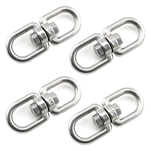 4 Piezas Ganchos Giratorios M8 Anillo Giratorio de Acero Inoxidable 304 Gancho de Ojo Giratorio de Doble Extremo para Colgar Sillas Columpios Sacos de Arena Cadenas Cuerdas