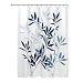 iDesign Leaves Fabric Shower Curtain, Modern Mildew-Resistant Bath Curtain for Master Bathroom, Kid's Bathroom, Guest Bathroom, 72 x 72 Inches, White and Blue
