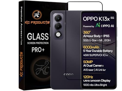 Image of Tempered Glass Screen Protector Compatible For Realme OPPO K13x 5G with Easy Self Installation Kit