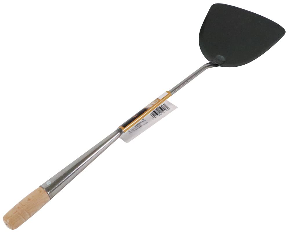 Kanda Japanese Iron Chinese Wok Spatula - Large 5.1" Width x 15" Handle, Made in Japan