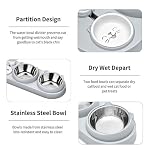 3 in 1 Cat Bowl, Cat Food and Water Bowl Set with Water Dispenser and Stainless Steel Bowls, 15° Tilted Pet Raised Three Bowls for Indoor Cats, Small or Medium Sized Dogs - Image 2
