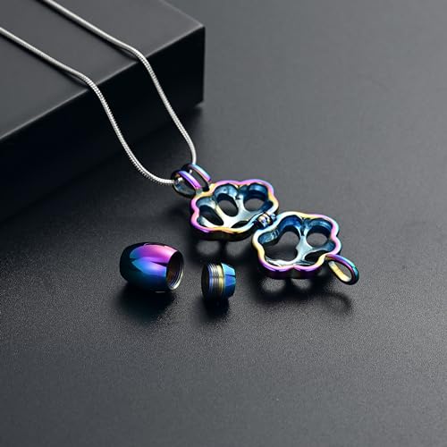 QGJNSGC Pet Cremation Jewelry for Ashes for Dog Cat Paw Print Memorial Locket Urn Necklace with Mini Case Keepsake Cremation Jewelry for Women/Men - Image 4