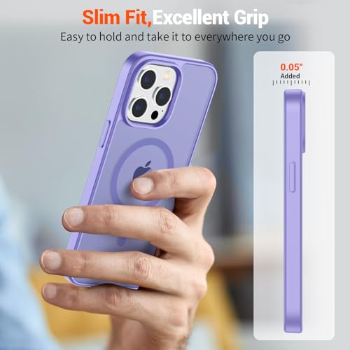 Image of SUPFINE Magnetic for iPhone 14 Pro Case (Compatible with MagSafe) (Military Grade Drop Protection) Translucent Matte Shockproof with Anti-Fingerprint Phone Case,Purple