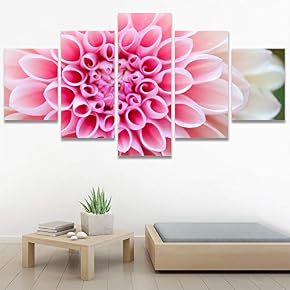 SIGNWIN 5 Panel Canvas Wall Art Bright Flowers...