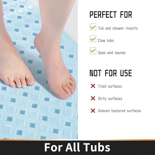 Image of Door mat Bathroom mats Anti Slip for Entrance Floor Foot Skid Bathtub Bath Shower Suction Cups (Blue 70x40cm)