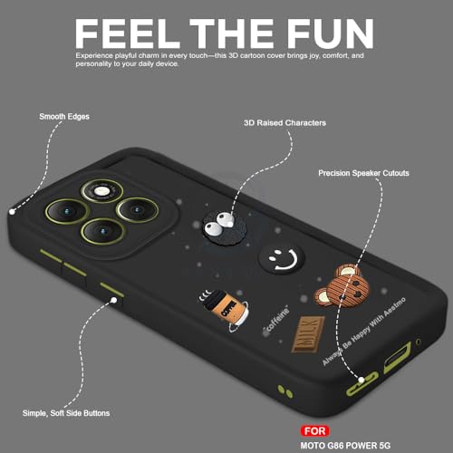 Image of AESTMO Back Case Cover for Motorola Moto G86 Power 5G Cover | Cute Fun Cartoon | Coffee Silicone Case | Full Body Protection | Camera Protection Back Cover for Motorola Moto G86 Power 5G (Black)