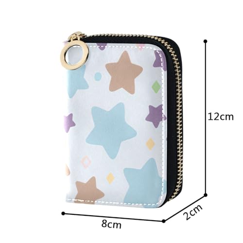 Lovely Colorful Stars leather card holder wallet for women With 2 cash slot RFID Blocking women's card cases with zipper4