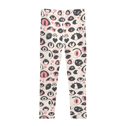 KLL Black and White Evil Eyes Little Girls Leggings Stretchy High Waisted Workout Pants Gym2