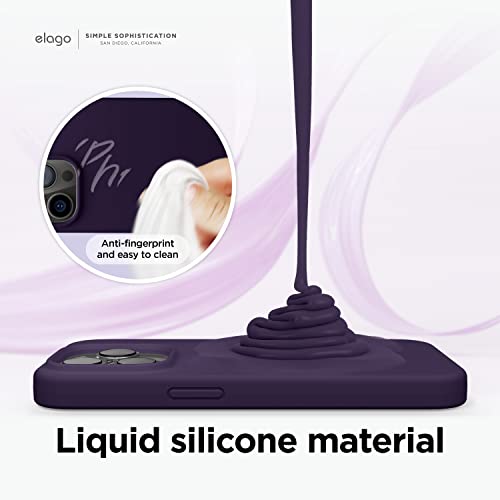 Image of elago Compatible with iPhone 14 Pro Max Case, Liquid Silicone Case, Full Body Protective Cover, Shockproof, Slim Phone Case, Anti-Scratch Soft Microfiber Lining, 6.7 inch (Deep Purple)
