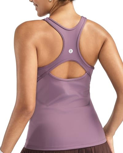 Image of RUNNING GIRL Workout Tops for Women,Racerback Tank Tops with Built in Bras,Padded Sports Bra Yoga Tank Athletic Tops