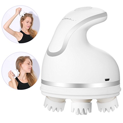 Preisvergleich Produktbild Nackenmassagegerät, Shiatsu Massagegerät, Kopfmassagegerät, Massagegeräte Elektrisch, Handmassagegerät, 3D-Rotation, Geschwindigkeitsanpassung und Austauschbare Massageköpfe - Limerence