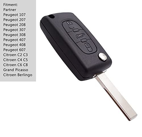 HooRLZ Key Fob Cover Replacement Compatible with Peugeot Partner 107 207 307 407 208 308 - Image 3
