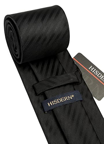 Image of HISDERN Mens Striped Tie and Pocket Square Set Necktie for Men | soft smooth texture, wrinkle-free, neat hand-tied knot, gifting ready, regular 3.4 width, coordinated look, business wedding