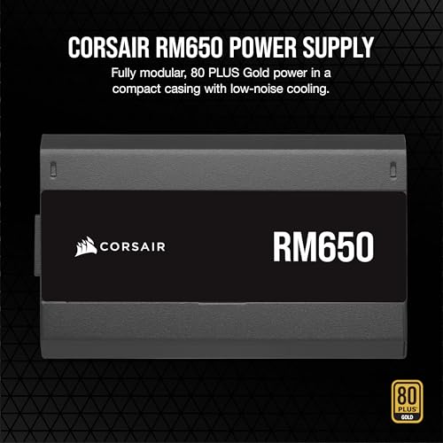 Image of CORSAIR RM650 80 Plus Gold Fully Modular Low-Noise ATX 3.1 PCIe 5.1 650 Watt Power Supply - NA - Black