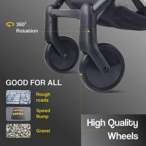 R for Rabbit Pocket Stroller Lite Baby Stroller, Portable Travel Friendly Pre Installed Baby Trolley Stroller & Pram for Newborn Babies of Age 0 to 3 Years | (Black Multi)