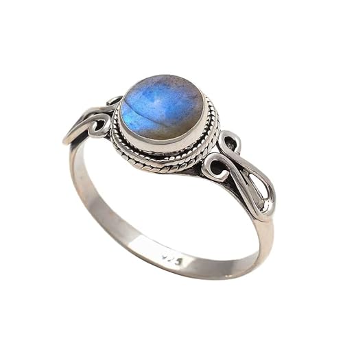 Labradorite Stone Ring, Handmade 925 Sterling Silver Rings For Women Girls, Natural Gemstone Ring Us Size 7 Solitaire Ring, Round Stone Ring, Minimalist Birthstone Gift Jewelry For Her #TOP7