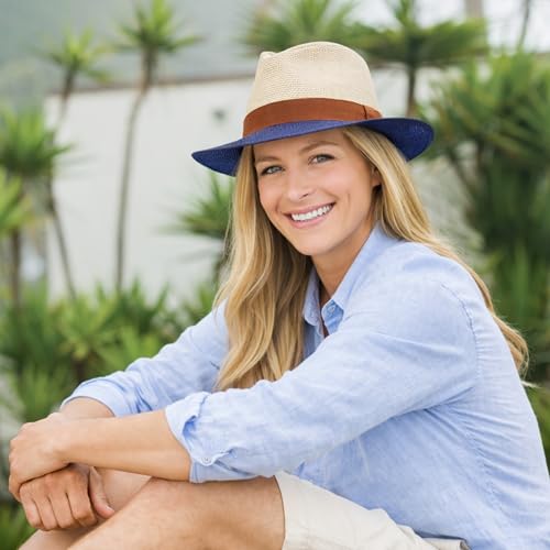Image of Gamboa Original Panama Hat for Men and Women Fedora Straw Summer Beach Sun Hat Protection UV UPF50+