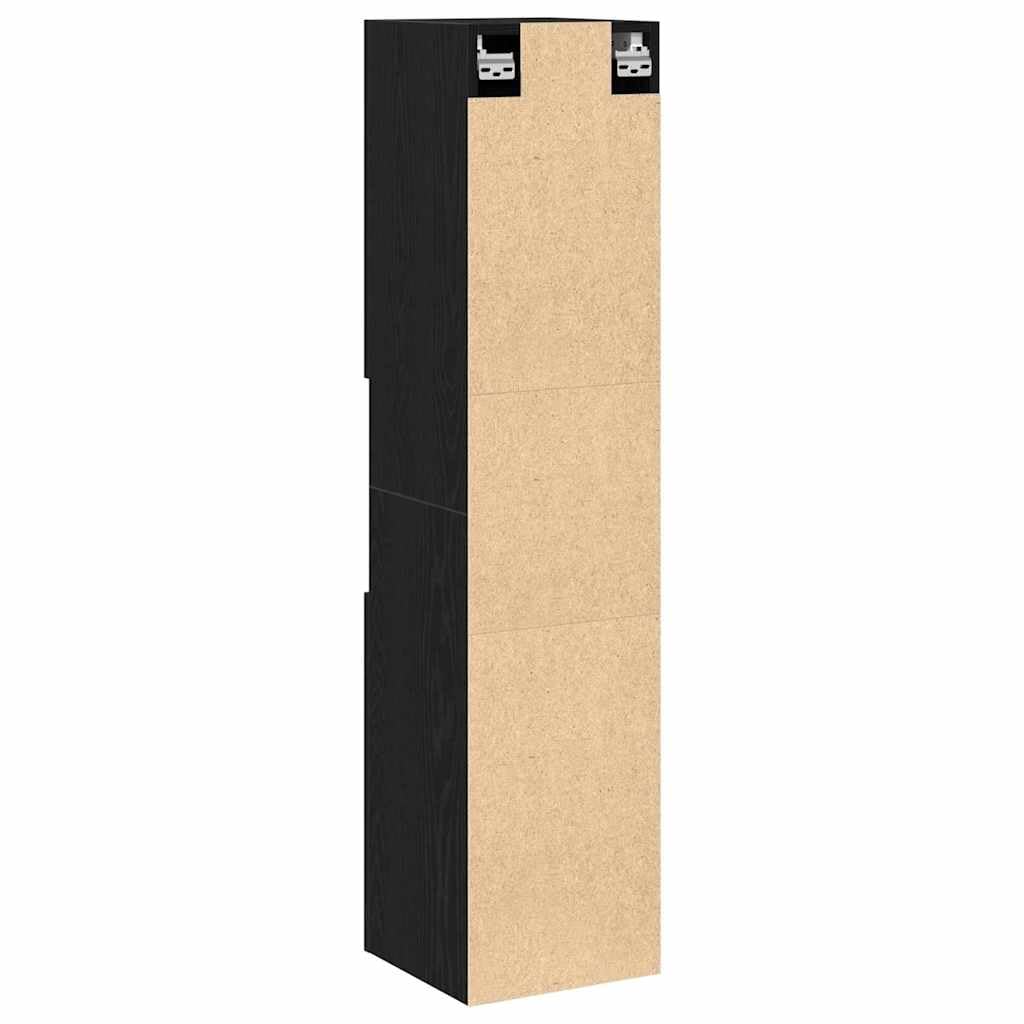 vidaXL Szafka Łazienkowa z półką Czarny Dąb 30 x 30 x 130 cm, Nowoczesna łazienka, prostokątna szafka, duża przestrzeń do przechowywania, wisząca szafka, rozwiązania oszczędzające miejsce