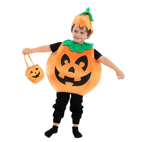 Spooktacular Creations Halloween Pumpkin Costume Kids with Basket Outfit for Toddler Child Halloween Dress Up Party2