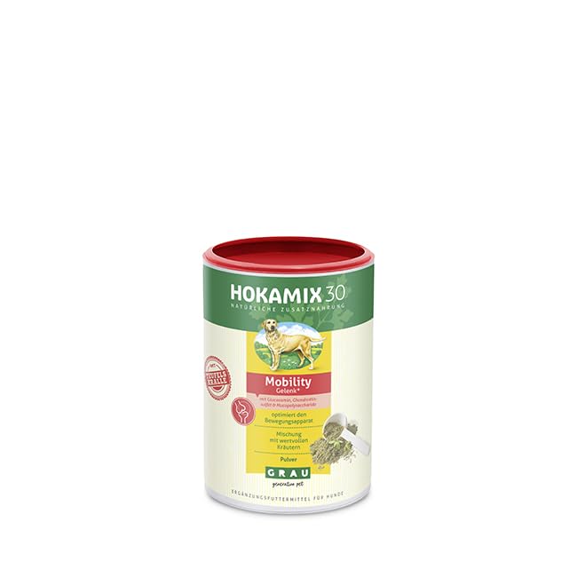 GRAU - das Original - HOKAMIX30 Mobility Gelenkpulver, natürliche Kräutermischung bei Gelenkproblemen, mit Grünlippenmuschel und Teufelskralle, 1er Pack (1 x 150 g), Ergänzungsfuttermittel für Hunde