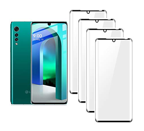 FanTing voor LG Velvet Screen Protector, [9H Hardheid, Volledige dekking, Geen bellen en vingerafdruk], Krasbestendige gehard glas film voor LG Velvet-Black (4 Pack)