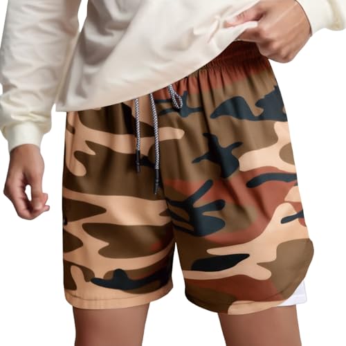 Pantalones cortos para hombre, pantalones cortos de deporte de secado rápido, 2 en 1, pantalones cortos de verano, de secado rápido, bolsillos con cremallera, pantalones de correr, ligeros