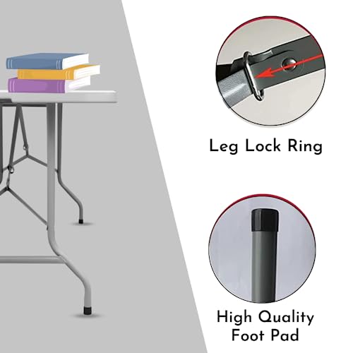 New Home Era Fold Up Table – 6 Ft Plastic Folding Table For Picnics, Parties, Camping – Outdoor Table With Carrying Handle – Bi-Fold Rectangular Design – Lightweight And Durable (1) #TOP5