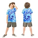 Boys Tie Dye T Shirts 3-12 Years Hippies Senior Crewneck Short Sleeve Rainbow Tee for Kids