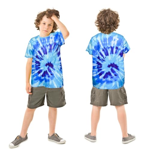 Image of Boys Tie Dye Shirts 3-12 Years Hippies Crewneck Kids Short Sleeve Tee
