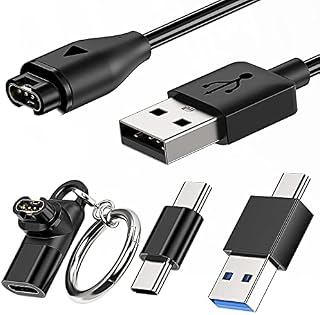 3.3ft/1m Charger Cable Charging Adapter for Garmin Fenix 7 6 5,instinct Tactical,Venu Sq,Forerunner 45 45S 245 55 935,Approach S40,Vivoactive 4/S/3/music Watch with USB C-C &USB A-C Converter-4pcs/set
