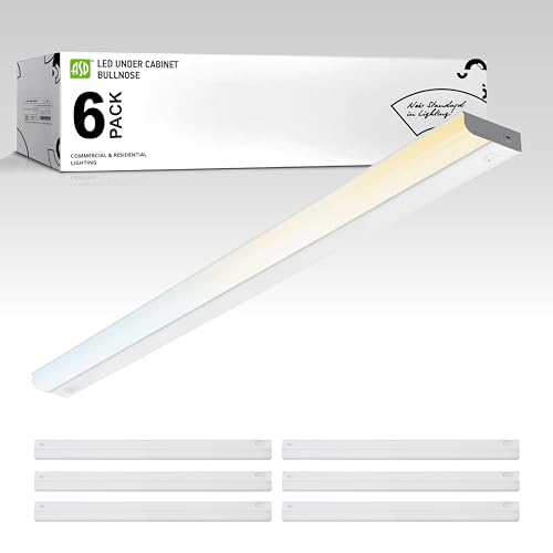 Image of ASD LED Under Cabinet Lighting Hardwired, 48 Inch 24W 2700K-5000K Selectable, 2087LM, CRI90+, Direct Wire Linkable Under Counter Lights for Kitchen, Dimmable Under Cabinet Lights, White, UL, 6 Pack