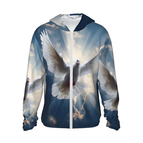 UPF 50+ Sun Protection Hoodie Long Sleeve dove sky Sun Shirt Rash Guard Fishing Shirts for Men