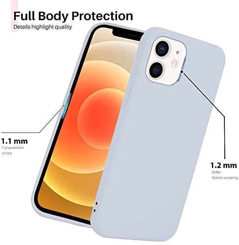 Image of DIZORO Microfiber Candy Case Compatible for iPhone 12 Mini Smooth Touch Cushion Liquid Soft Silicone Non-Slip Full Body Protective Shockproof Back Cover|5.4 inch|Solid (Sea Grey)