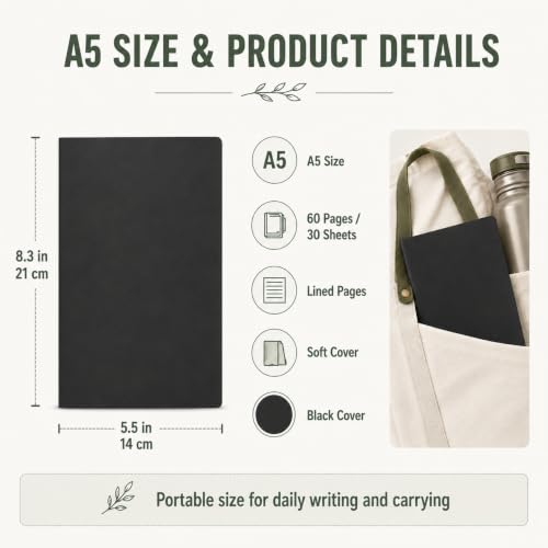 Image of Mimorou 100 Pcs A5 Journals Notebooks Bulk,Black,Lined