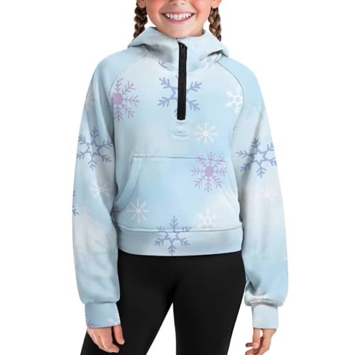 Hoodies for Girls Half Zipper Pullover Sweatshirts for Kids Cute Graphic Clothes Falll Outfits with Pockets 5-14