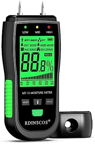 Wood Moisture Meter, Firewood Moisture Tester, Drywall Moisture Detector Professional Moisture Content Meter Lumber Logs Concrete Floors Carpet Ceiling Building Material Hardwood (Pin-type)