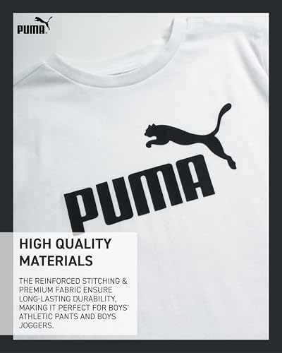 PUMA Boys' Pants Set - 3 Piece Tricot Jogger Pants and T-Shirt Set - Boys Activewear Set (4-16)4