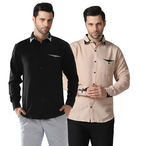Image of TAGDO Men's Full Sleeve Shirt | Pocket Design and Spread Collar Shirt for Man (2054)