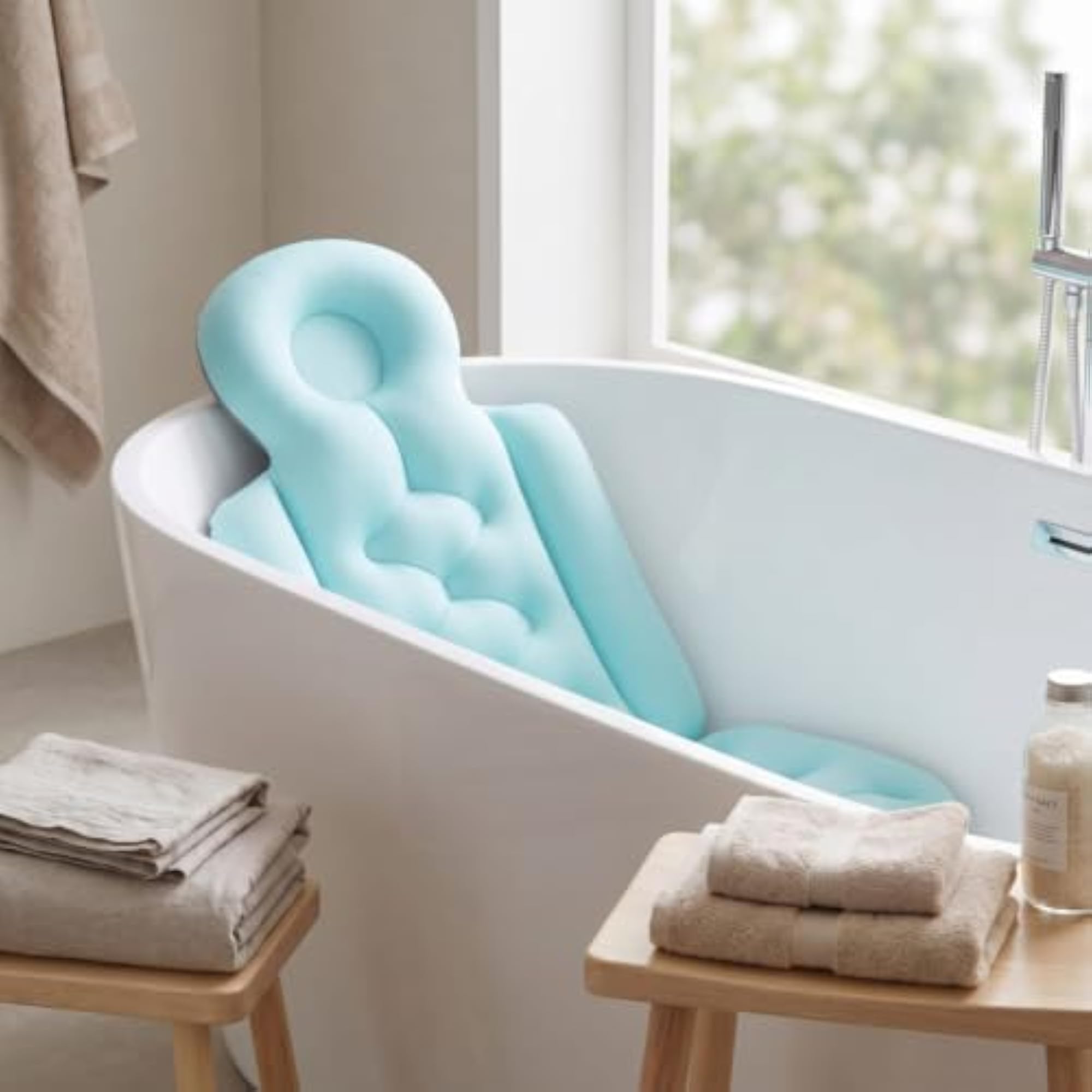 Supportive Full Body Bath Pillow, Contoured Quilted Cushion