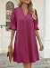 Cicy Bell Damen Sommerkleid Elegant Halbarm Hemdkleid V Ausschnitt Party Kleider Freizeitkleider Einfarbig Midikleid Casual A Linien Kurzes Kleid Rosarot M