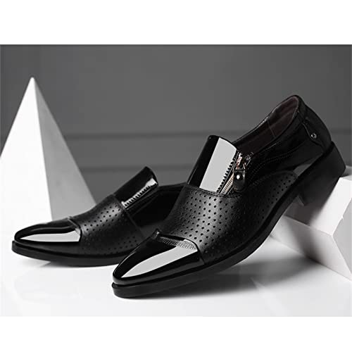 Mocasines casuales para hombre bicolor: zapatos de piel sintética con cremallera 7