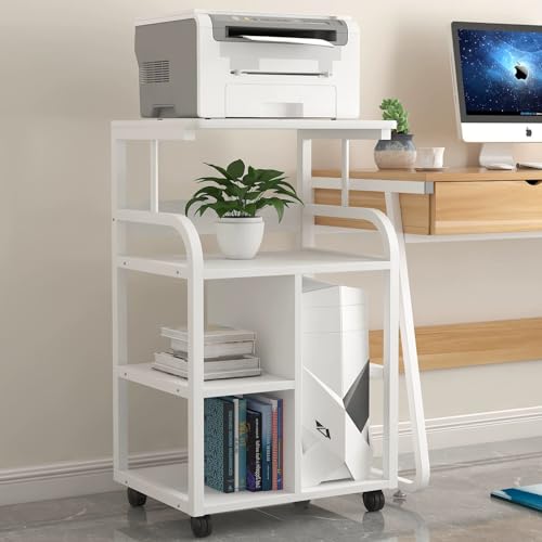 HOLGVE Soporte for Impresora de 4 Niveles, Mesa Móvil For Impresora Con Estante de Almacenamiento, Carrito Multifuncional for Impresora, Estante Resistente for Impresora, for Suministros de Oficina, F