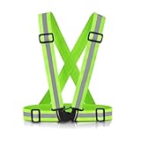 SAWNZC Reflective Vest Running Gear, 2Pack High Visible Safety VES for Cycling Jogging Running Walking, Adjustable for Men Women Kids (1, Bright Green)