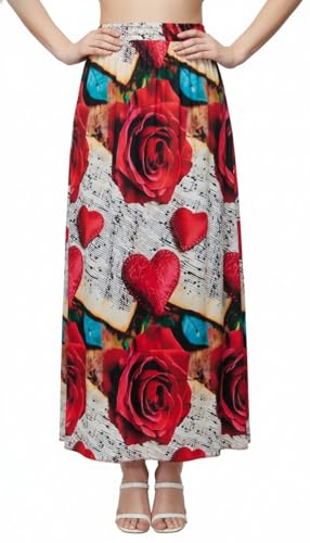 Image of VAGISHA Women's 4-Metre Flared Long Skirt | Skirts for Women Long Length | Long Skirts for Girls | Ethnic & Boho Printed Wear with Elastic Waist | Perfect for Party, Festive & Casual Look