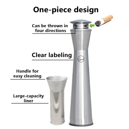 Poubelle à mégots de cigarettes et cendrier sur pied d'extérieur inox - 6