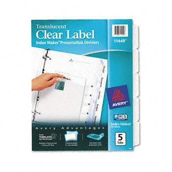 Avery(r) Index Maker(r) Clear Label Punched Translucent Dividers DIVIDER,INDX MAKR,5TB (Pack of15)
