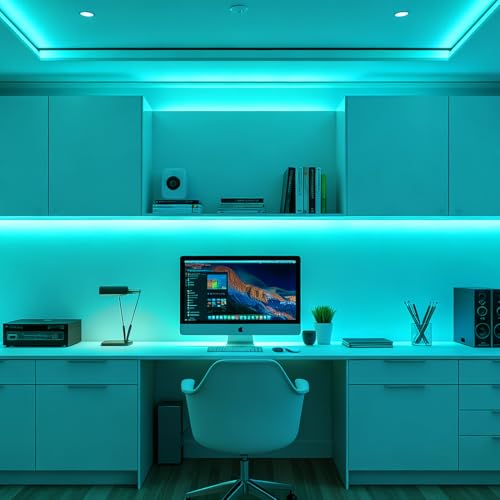 Image of 5mm Ice Blue COB LED Strip Light DC24V Narrow Thin Flexible High Density Uniform Cob Strips 16.4FT UL Listed Dimmable CRI 90+ LED Tape Lights for Car Cabinets, No Controller /Adapter