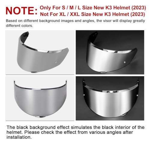 Image of PSLER Helmet Visor for K3 DOT(E2206),Only for S /M /L Size,Silver | Only for S /M /L K3 Helmet Size,Impact-Resistant,UV400 Protection, Motorcycle Tinted Face Shield for K3 DOT(E2206) Replacement